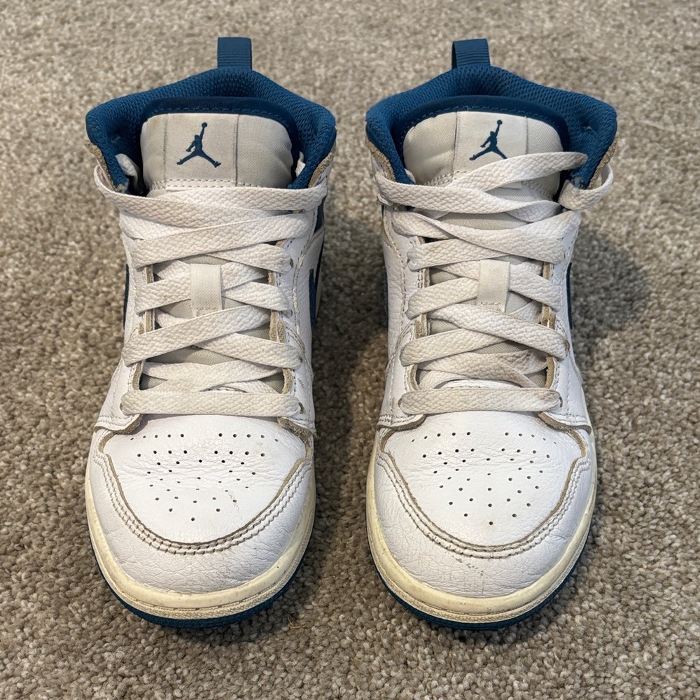 Jordan Kids White and Navy Sneakers